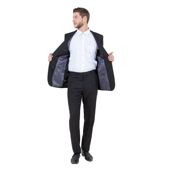 Mens 2-Piece 100% Wool Suit, Black - Picture 10 of 10